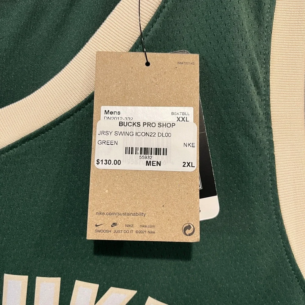 Milwaukee Bucks Nike Basketball Jersey Mens 2XL Green Damian Lillard #0